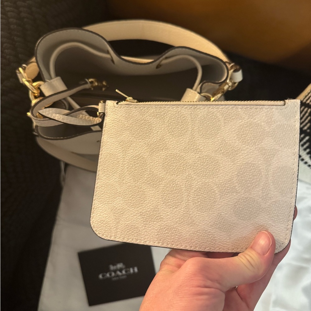 Coach Cream Pebbled Leather Drawstring Crossbody Bag - Picture 6 of 13